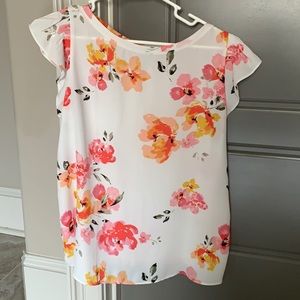 Mixed Media Loft Flutter Sleeve Top